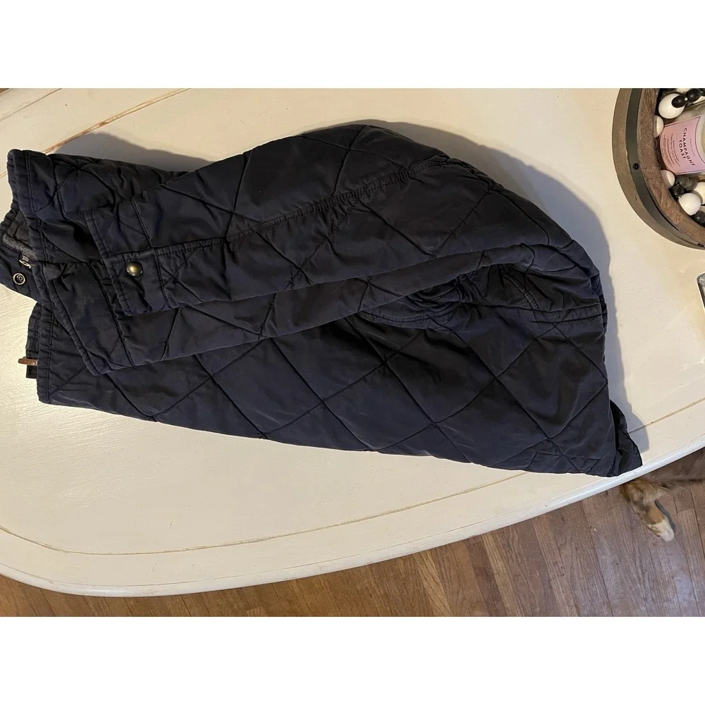 J Crew Quilted Utility Field Jacket Mens Small Navy Diamond Quilt Snap Zip